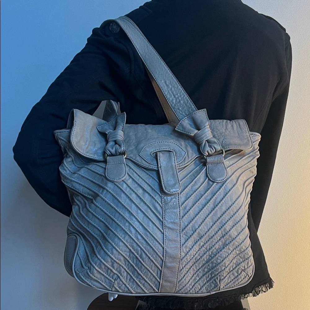 Lucky Penny shoulder bag with rich Chevron leather accents vintage unique style